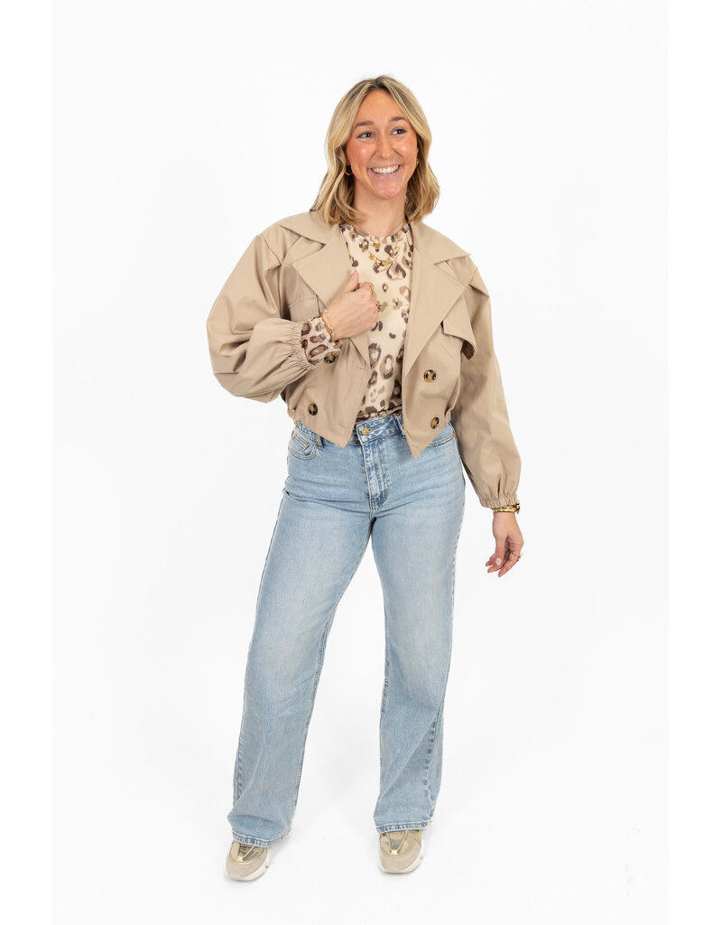 21Jewelz Cropped trenchcoat - donker beige