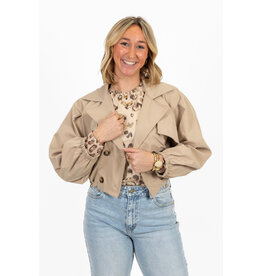 21Jewelz Cropped trenchcoat - donker beige