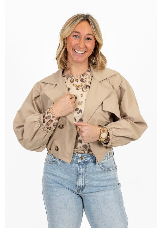 21Jewelz Cropped trenchcoat - donker beige