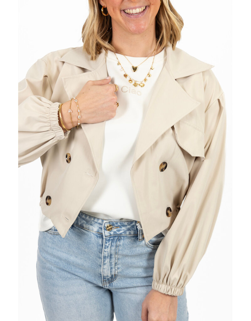 21Jewelz Cropped trenchcoat - beige