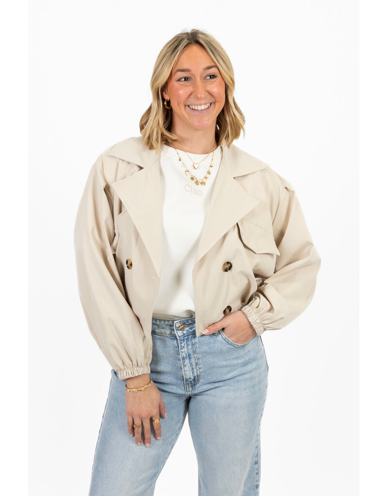 21Jewelz Cropped trenchcoat - beige