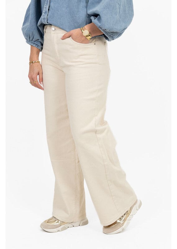 21Jewelz Basic stretch wide leg jeans - ecru