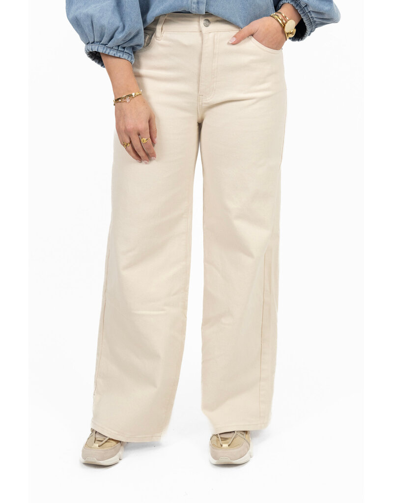 21Jewelz Basic stretch wide leg jeans - ecru
