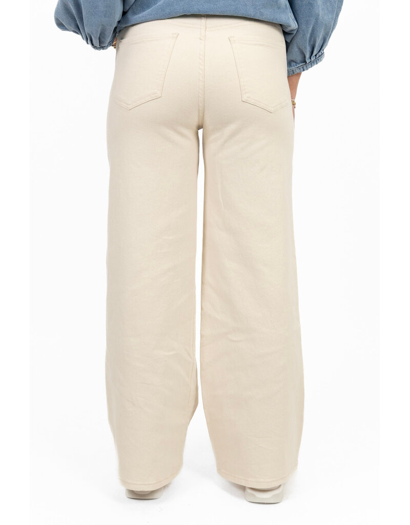 21Jewelz Basic stretch wide leg jeans - ecru