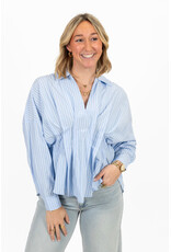 21Jewelz Gestreepte blouse met plooien - blauw