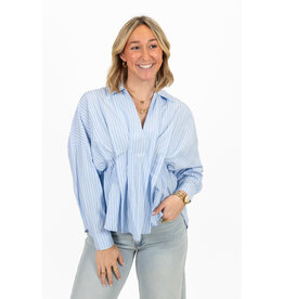 21Jewelz Gestreepte blouse met plooien - blauw