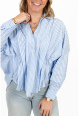 21Jewelz Gestreepte blouse met plooien - blauw