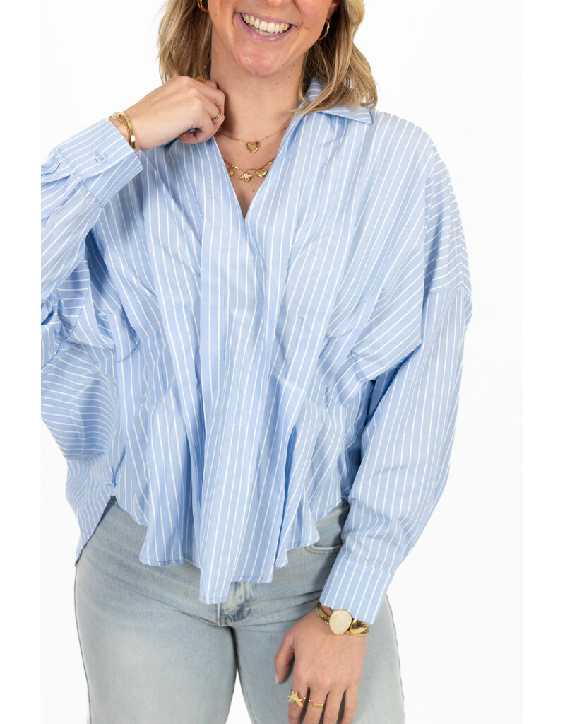 21Jewelz Gestreepte blouse met plooien - blauw