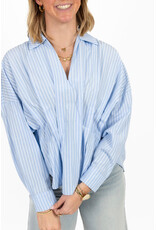 21Jewelz Gestreepte blouse met plooien - blauw