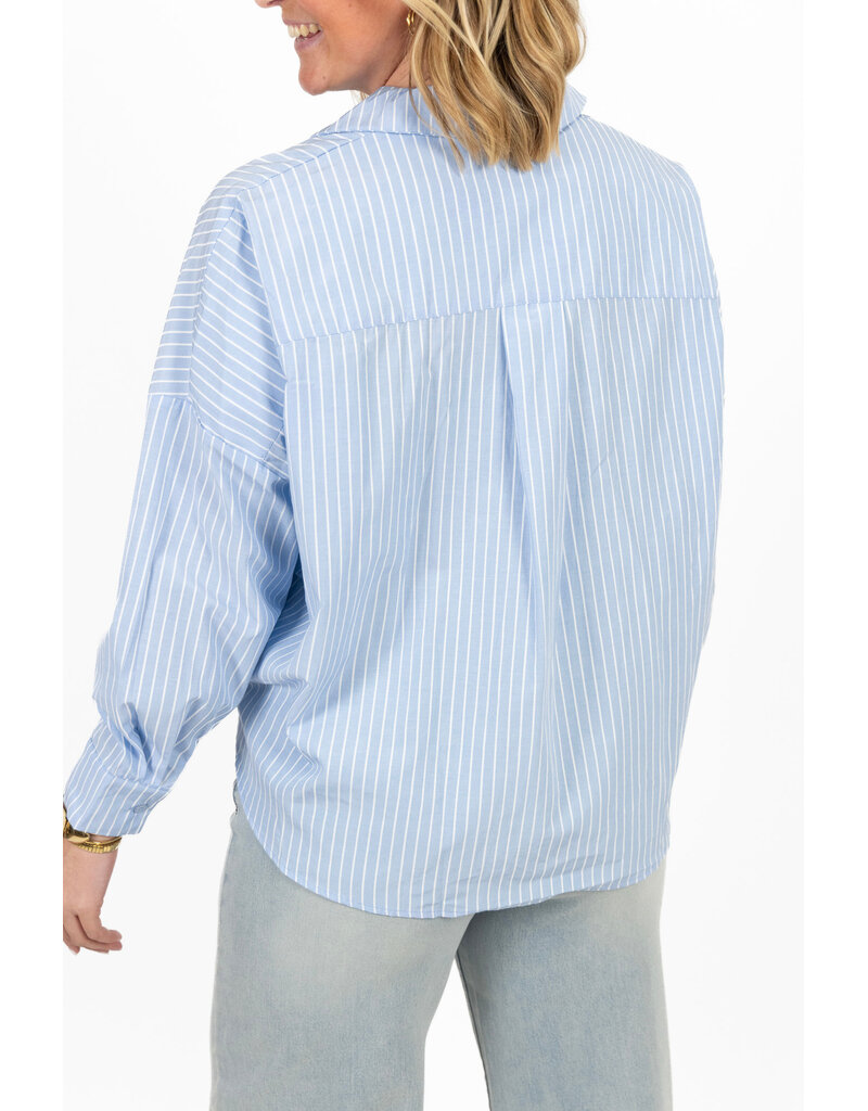 21Jewelz Gestreepte blouse met plooien - blauw