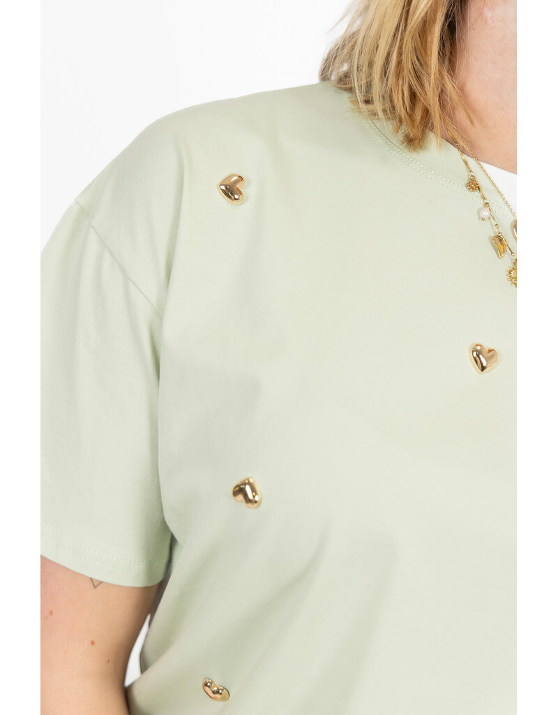 21Jewelz T-shirt met stud hartjes - lichtgroen