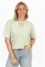 21Jewelz T-shirt met stud hartjes - lichtgroen