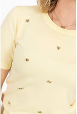 21Jewelz Gebreid shirtje met stud hartjes - geel