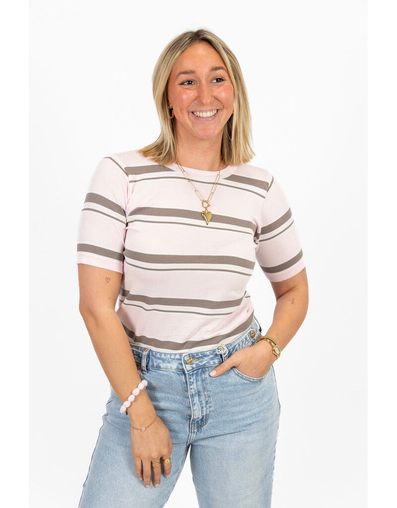 21Jewelz T-shirt met strepen - taupe/roze