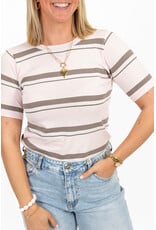 21Jewelz T-shirt met strepen - taupe/roze