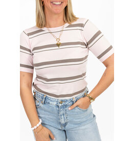 21Jewelz T-shirt met strepen - taupe/roze