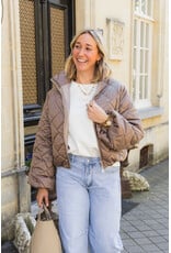 21Jewelz Gewatteerd jasje met uitlopende mouw - taupe