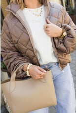 21Jewelz Gewatteerd jasje met uitlopende mouw - taupe