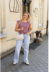 21Jewelz Gestreepte top met schoudervulling - roze/bordeaux