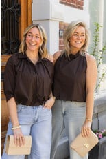 21Jewelz Effen blouse met driekwart pofmouw - bruin