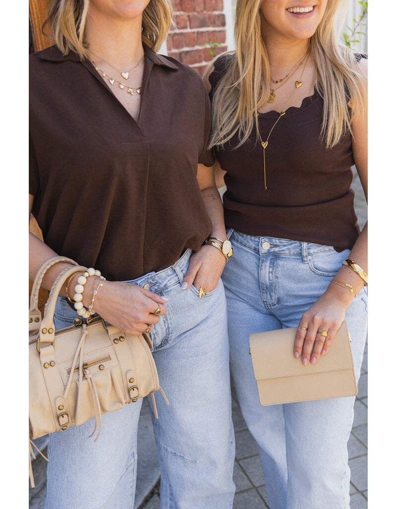 21Jewelz Basic zigzag top - bruin