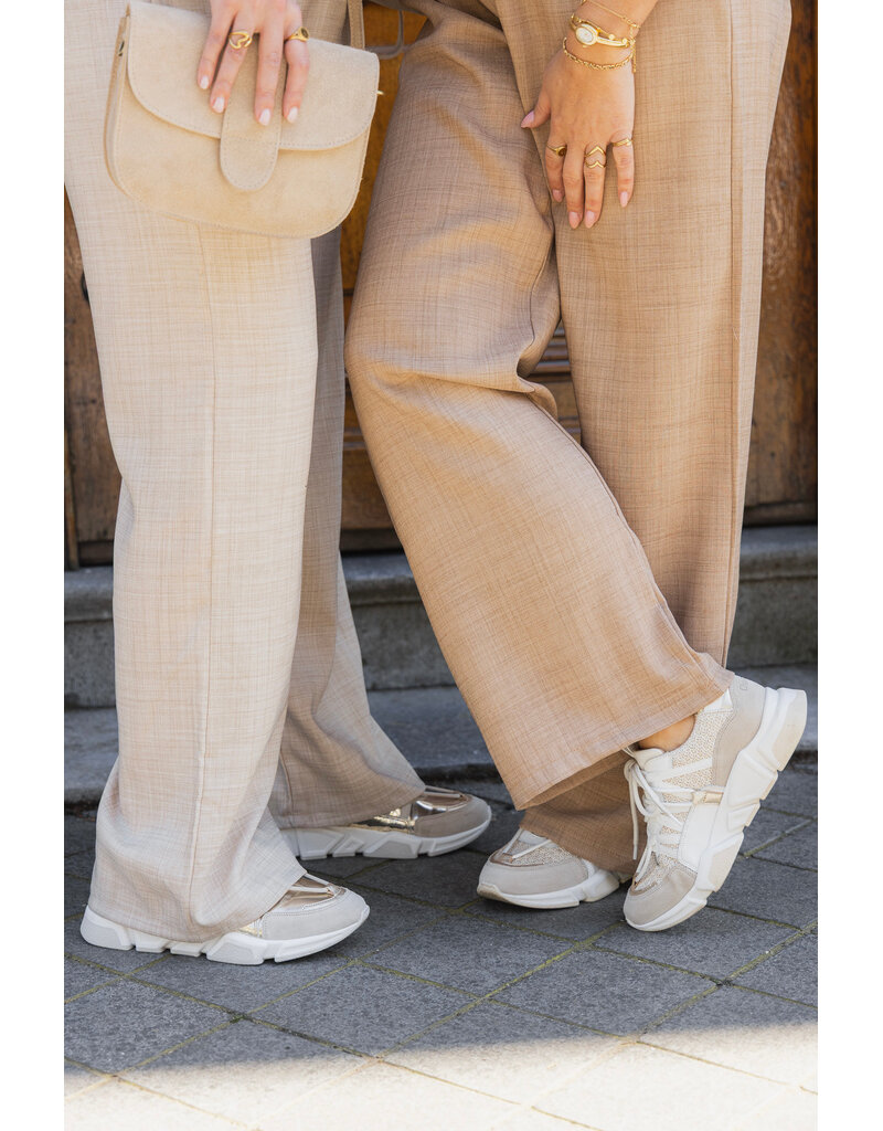 21Jewelz Linnenlook jogger met elastiek - beige