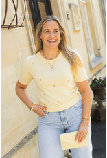 21Jewelz Gebreid shirtje met stud hartjes - geel