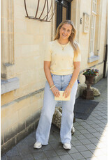 21Jewelz Gebreid shirtje met stud hartjes - geel