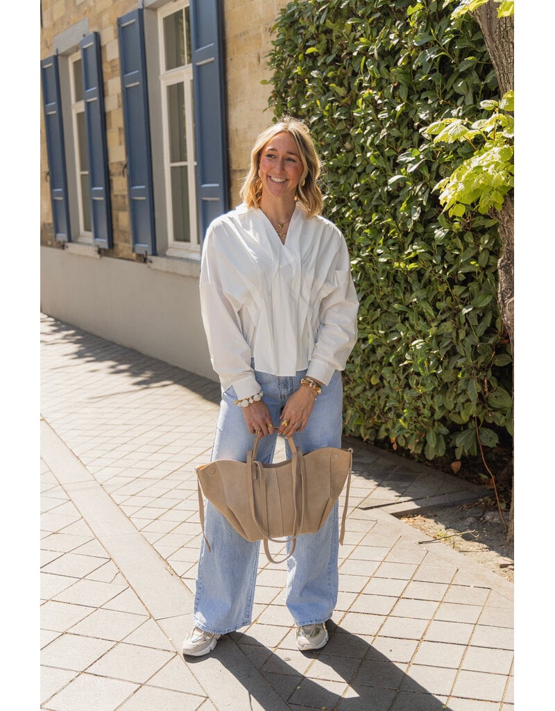 21Jewelz Effen blouse met plooien - wit