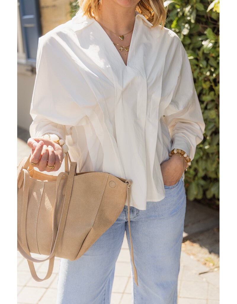 21Jewelz Effen blouse met plooien - wit