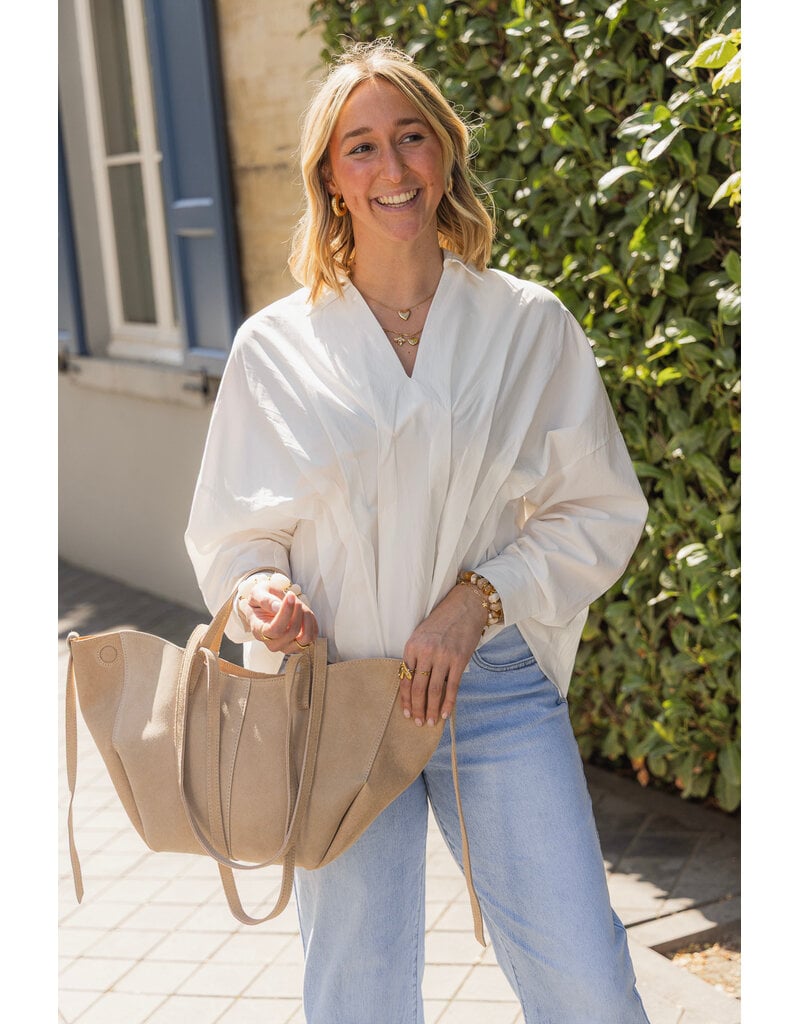 21Jewelz Effen blouse met plooien - wit