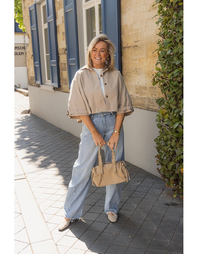 21Jewelz Losvallende  korte trenchcoat - donker beige