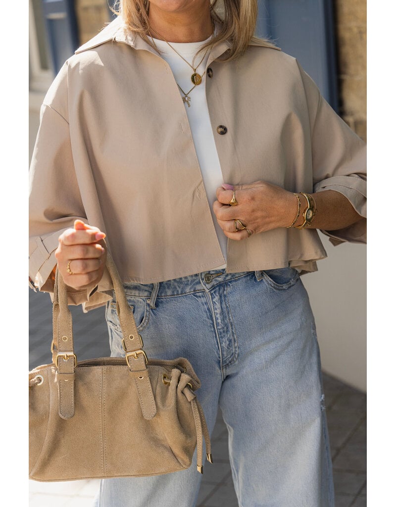 21Jewelz Losvallende  korte trenchcoat - donker beige