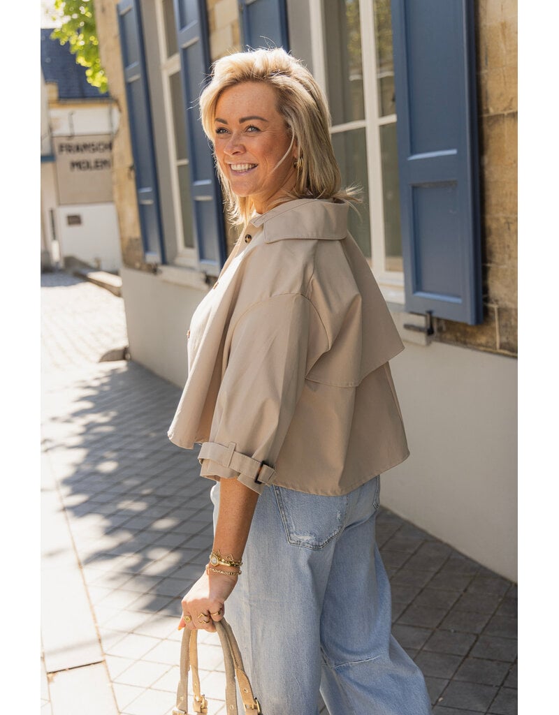 21Jewelz Losvallende  korte trenchcoat - donker beige