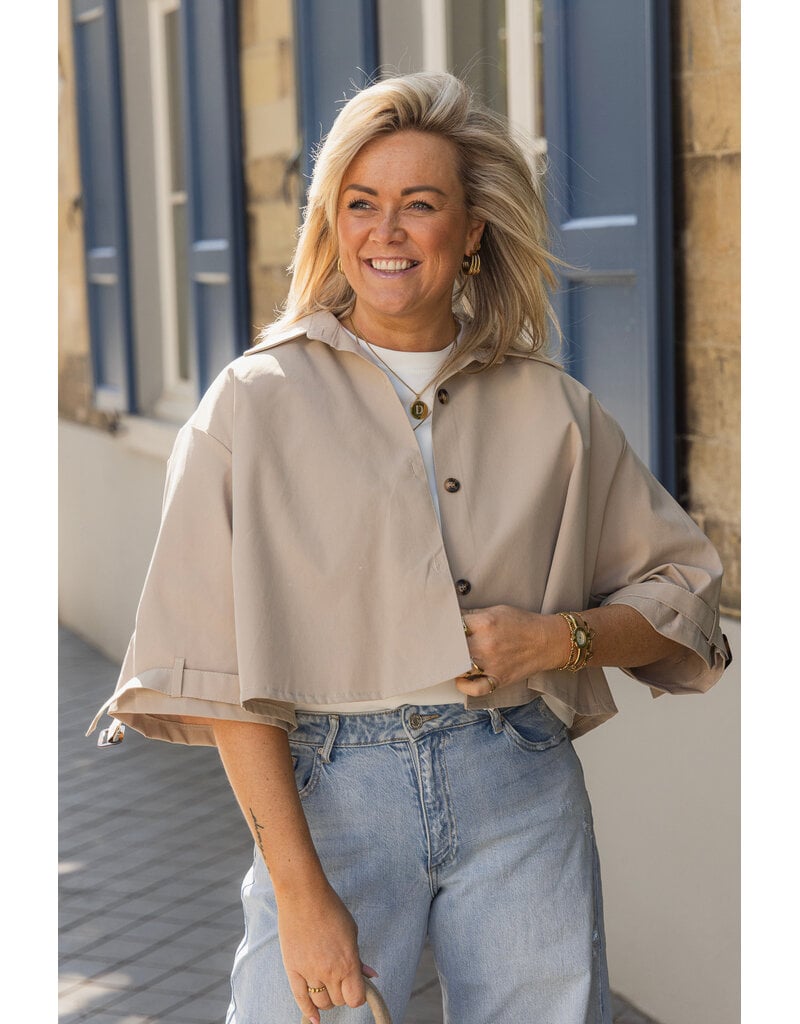 21Jewelz Losvallende  korte trenchcoat - donker beige