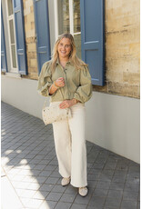 21Jewelz Effen denim blouse met pofmouw - groen