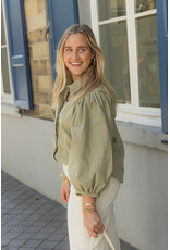 21Jewelz Effen denim blouse met pofmouw - groen