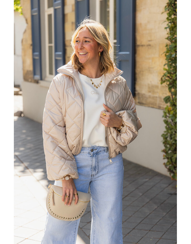21Jewelz Gewatteerd jasje met uitlopende mouw - beige