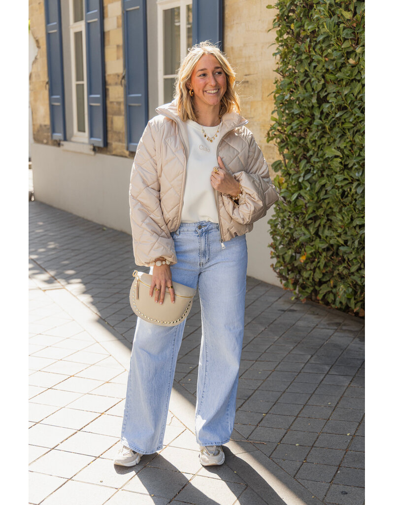 21Jewelz Gewatteerd jasje met uitlopende mouw - beige