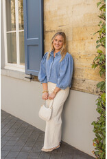 21Jewelz Effen denim blouse met pofmouw - jeans blauw