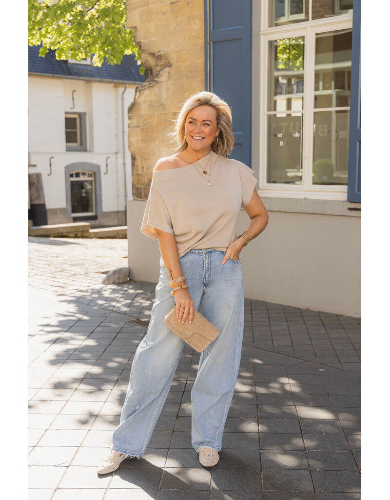 21Jewelz Top met boothals - taupe