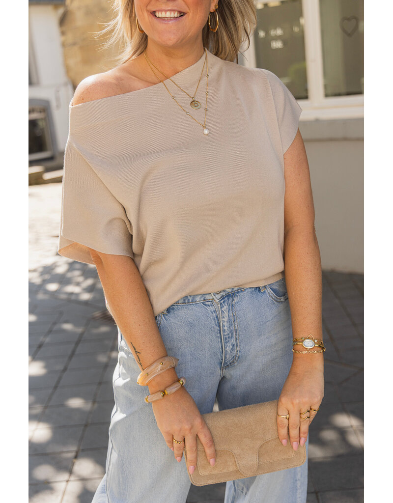 21Jewelz Top met boothals - taupe