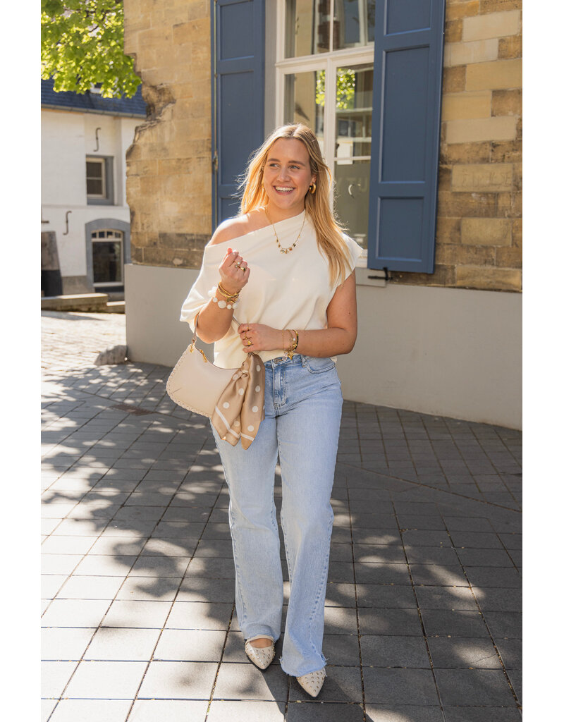 21Jewelz Top met boothals - ecru