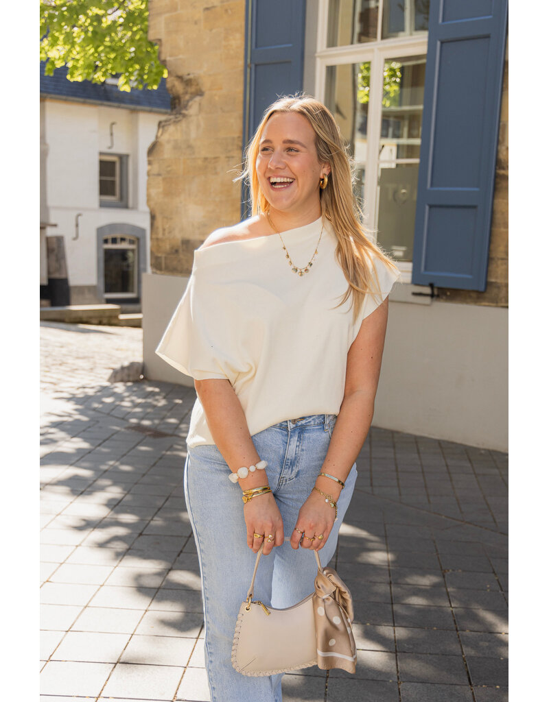 21Jewelz Top met boothals - ecru