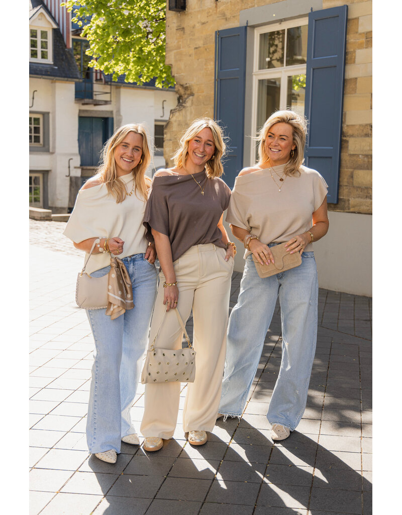 21Jewelz Top met boothals - ecru