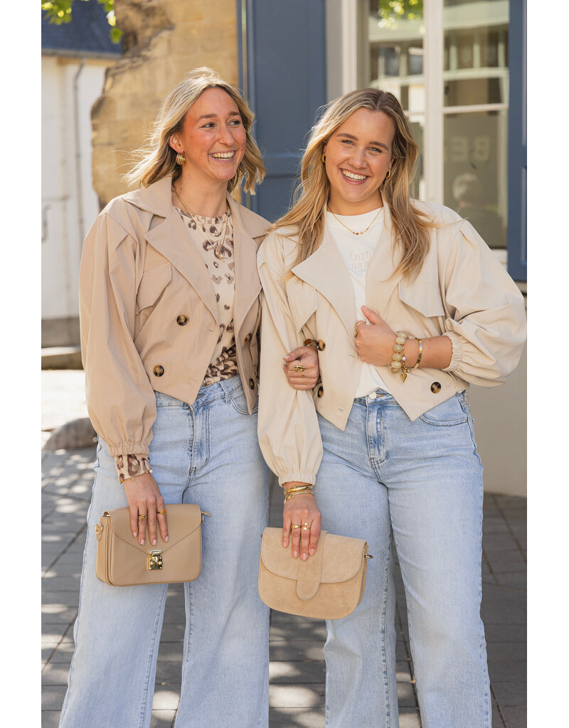 21Jewelz Cropped trenchcoat - donker beige