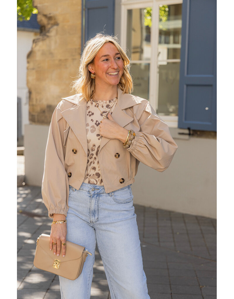 21Jewelz Cropped trenchcoat - donker beige