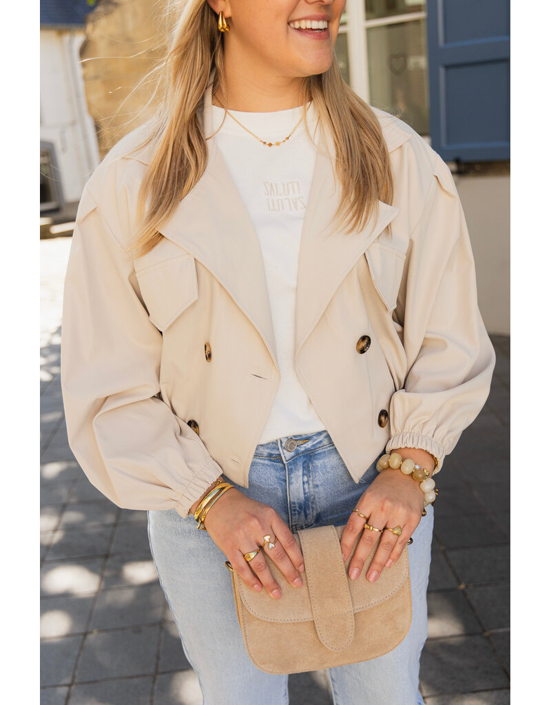 21Jewelz Cropped trenchcoat - beige