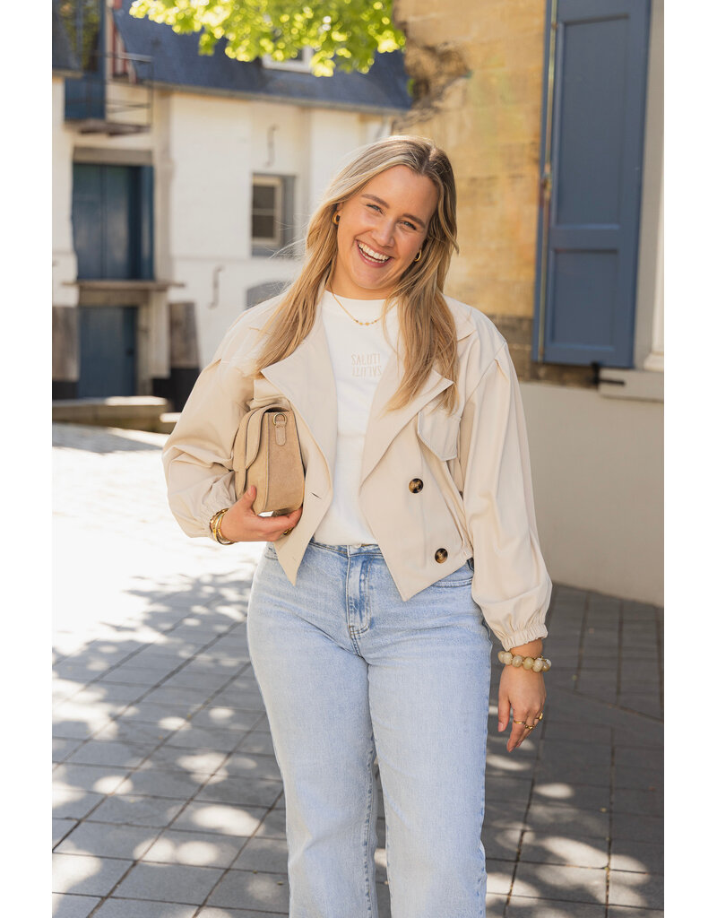 21Jewelz Cropped trenchcoat - beige