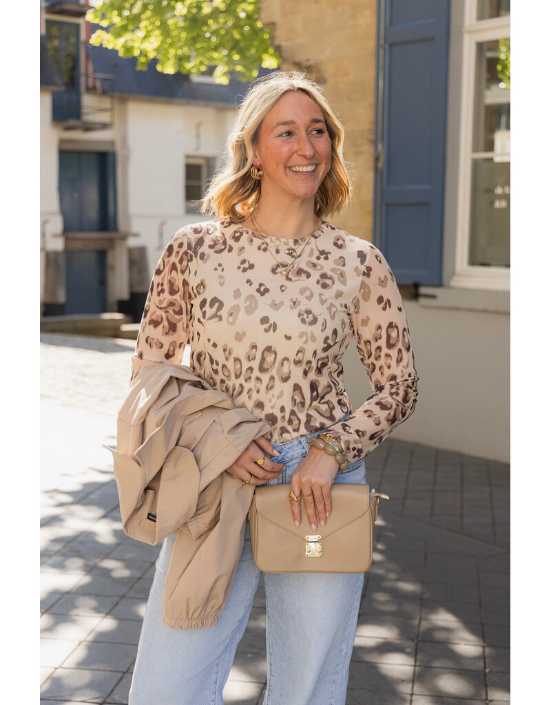 21Jewelz Mesh top met print - bruin/beige